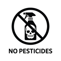 No pesticides warning sign with skull and crossbones