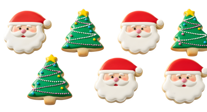 Christmas sugar cookies, isolated on transparent background