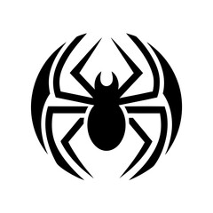 Silhouette of a spider with curved lines around it on transparent background