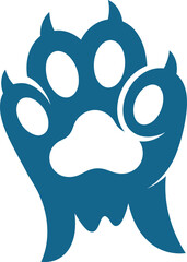 Stylized Bear Paw Print Illustration with Sharp Claws and Soft Pad Shapes on White Background Creating Simple and Modern Wildlife Symbol
