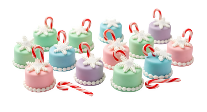 Festive Mini Winter Cakes, isolated on transparent background