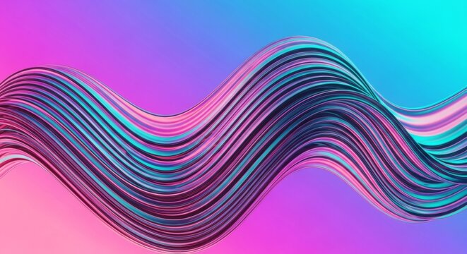 Abstract vibrant holographic fluid wave lines modern background design element