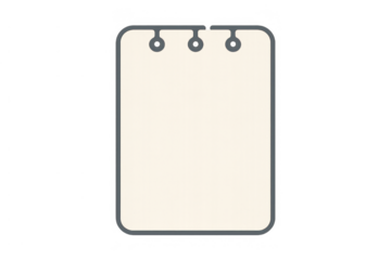Blank notepad icon showing an empty sheet of paper for writing notes, memos, or reminders, transparent background