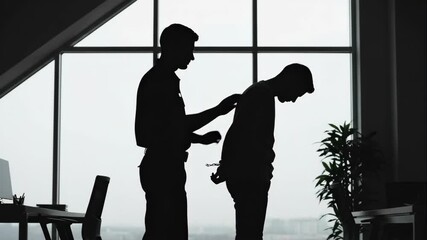 Officer manning to arrest a criminal man with handcuffs. Law enforcement procedure for detainee in an office. Arrest and custody concept. - Powered by Adobe