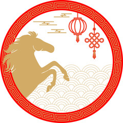 year of horse . chinese new-year greeting card design vector