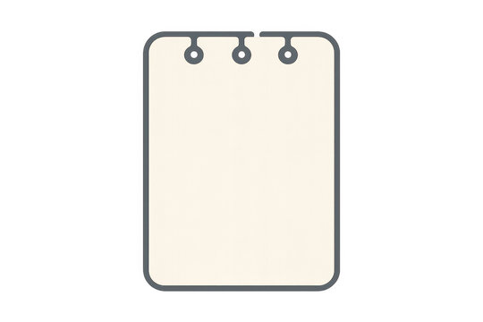 Blank notepad icon showing an empty sheet of paper for writing notes, memos, or reminders, transparent background