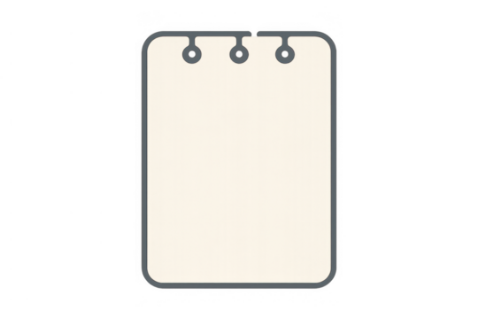 Blank notepad icon showing an empty sheet of paper for writing notes, memos, or reminders, transparent background