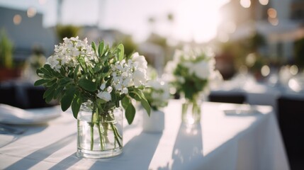 White blossoms bask under golden sunlit whispers, evoking midsummer garden parties and Lunasa festivities, delicate serenity abloom