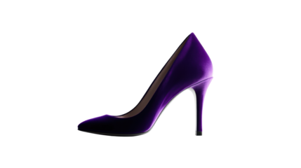 Elegant Purple High Heels on Transparent Background