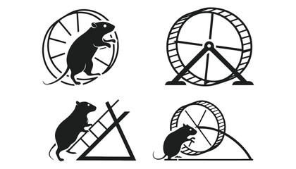 Rat wheel vector set hamster exercise equipment black and white