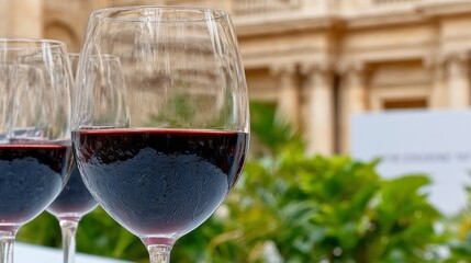 Rich maroon wine swirls under Parisian sunlight, evoking Bastille Day indulgence and Dionysian gatherings in ephemeral eloquence