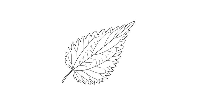 Poplar Leaf Elegant Botanical Outline vector illusration