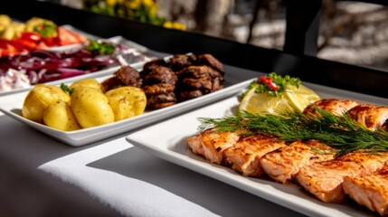 Serenade of roasted salmon with dill and gleaming buttered potatoes, perfect for Juhannus feasts and Hygge-inspired gatherings