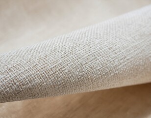 Macro Close-up Raw Light Beige Woven Linen Fabric Texture
