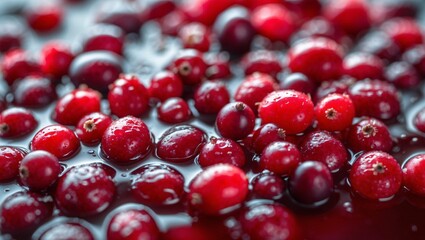 Cranberries Background Fresh Red Berries, Healthy Food, Close-Up