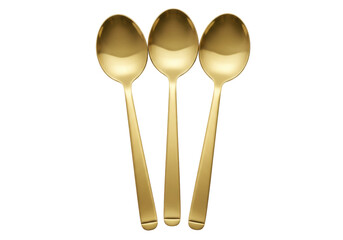 Isolated golden dessert spoons for food presentation, fine dining, elegant eating at parties