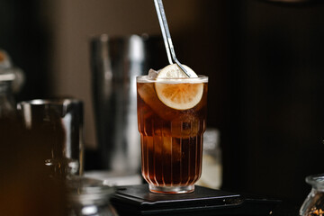 Refreshing Iced Tea with Lemon Slice: Summer Drink Photo