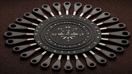 A set of tuning forks, each a different size, vibrating in harmony, concept of team alignment and synergy 