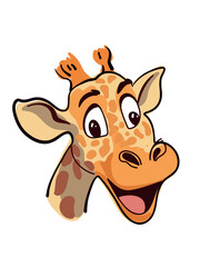 happy giraffe portrait with bright expressive eyes and smiling face