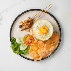 Traditional Nasi Uduk/Campur Plate: Complete Indonesian Breakfast