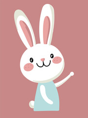 cute white rabbit with joyful expression and bright eyes