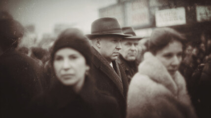 Vintage photo of old people on the street