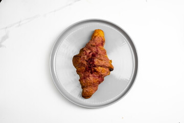 Close-up Butter Croissant Perfection: Gourmet Food Stock