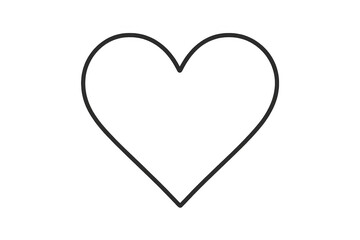 Heart outline icon drawing love symbol, black line art vector graphic on transparent background