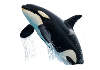 Isolated orca jumping out of the water, black and white mammal, sea predator, killer whale © Michal