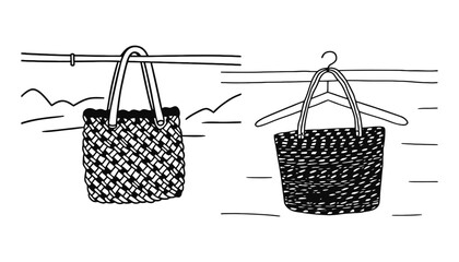 Shop for woven bag online handmade tote bag basket illustration