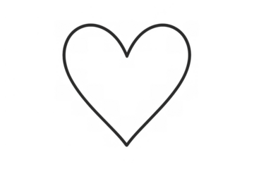 Heart outline representing love, passion, and romance. Minimalistic hand drawn doodle symbol on transparent background