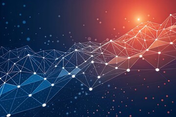 Abstract network of connected lines and points against a dark background