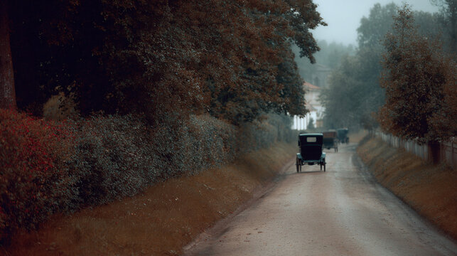 Fototapeta Vintage photo of old cars on the street.