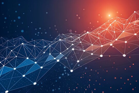 Abstract network of connected lines and points against a dark background