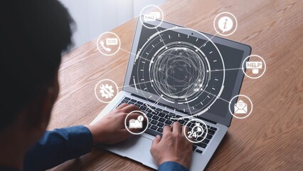 FAQ and online help icons show question, answer, and support system. FAQ improves online help experience, customer service quality, and FAQ knowledge access. Gist