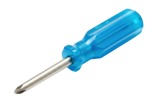 Isolated Phillips Head Screwdriver with Translucent Blue Handle Tool for Fastening Screws