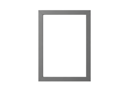 Simple gray picture frame isolated on transparent background, perfect for displaying photos or artwork
