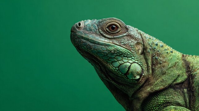 Majestic emerald iguana basking in verdant serenity, symbolizing exotic tranquility, World Lizard Day, and biodiversity appreciation