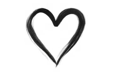 Hand drawing black heart symbol on transparent background, representing love, romance, passion, emotion, and care