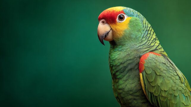 A vibrant parrot perched with rainforest dreams, mimicking Carnival spirit, wild hues echoing Dia de los Pericos