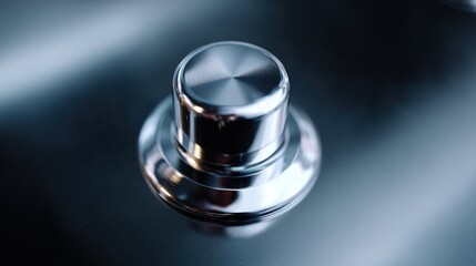 Close-up of a small, round, metallic object on a black surface. the object appears to be made of glass or a similar material and has a shiny, reflective surface.