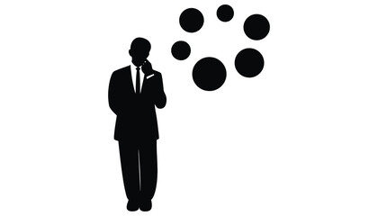 Businessman calling silhouette with loading icon vector image