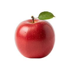 Vibrant Red Apple With Green Leaf Stem Isolated On Black Background Studio Shot Macro Photography Detail