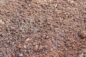 Soil preparation process for agriculture farm field nature scene dry environment close-up viewpoint