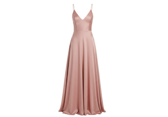 Isolated light pink gown. Long formal dress. Evening wear, prom wear. Sleeveless slip dress.