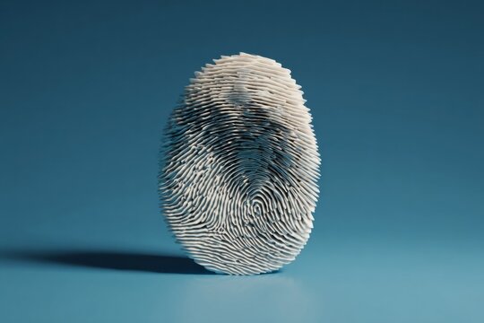 Intriguingly textured fingerprint sculpture, a symbol of individuality, privacy day celebration, digital cryptography, minimalist design, biometric artistry