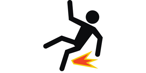 Silhouette Man Slipping and Falling With Impact Burst For Accident Safety Illustration