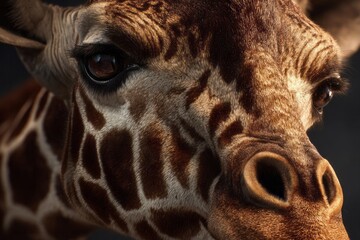 Giraffe's soulful gaze in dappled light, embodying World Animal Day grace and African Safari storytelling magic