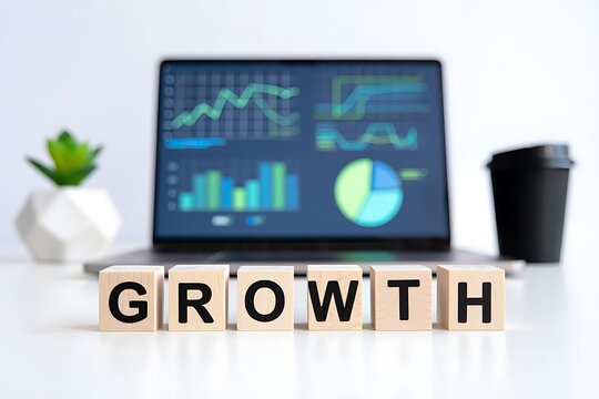 Growth concept business analytics financial data chart monitor screen