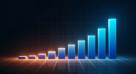 Abstract financial bar chart with increasing columns representing strategic business growth and successful market performance